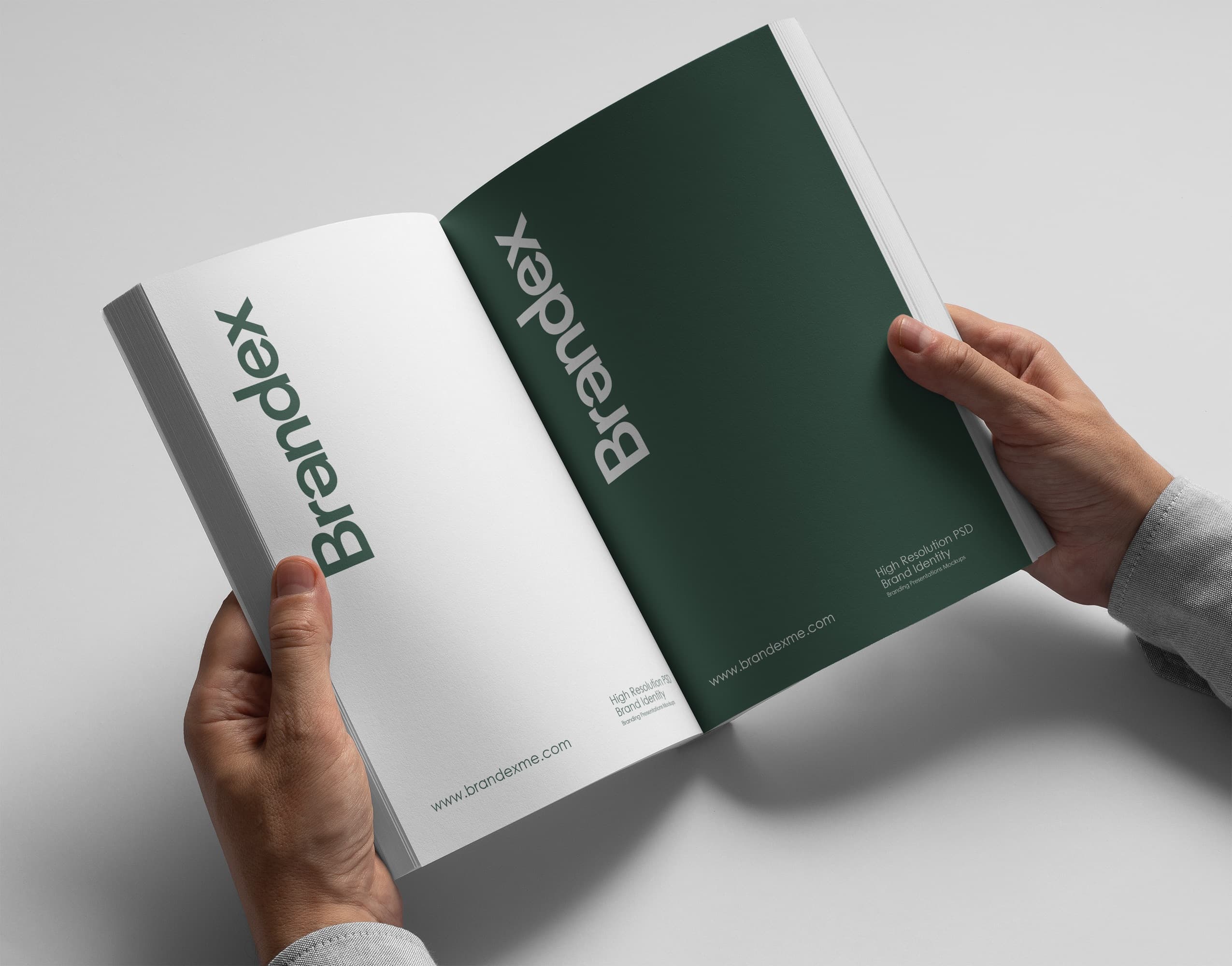 Realistic Dual-Page Magazine Mockup Editorial Spread Branding Display