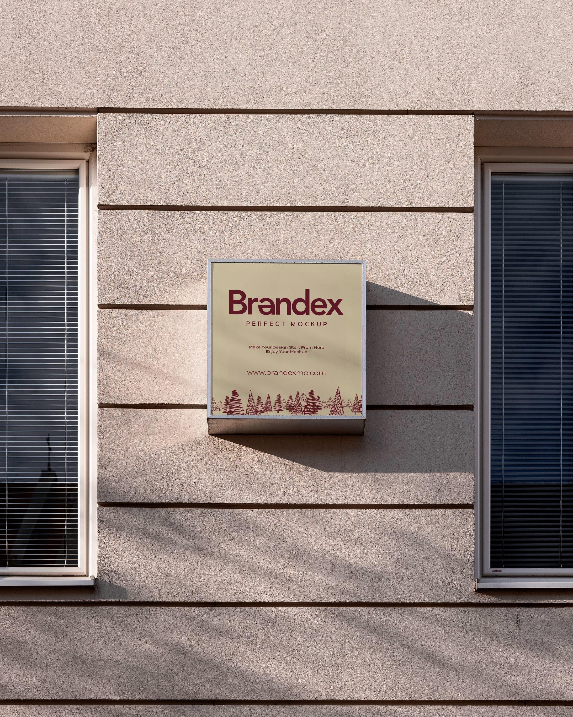 Outdoor Building Facade Wall Sign Mockup Realistic Branding