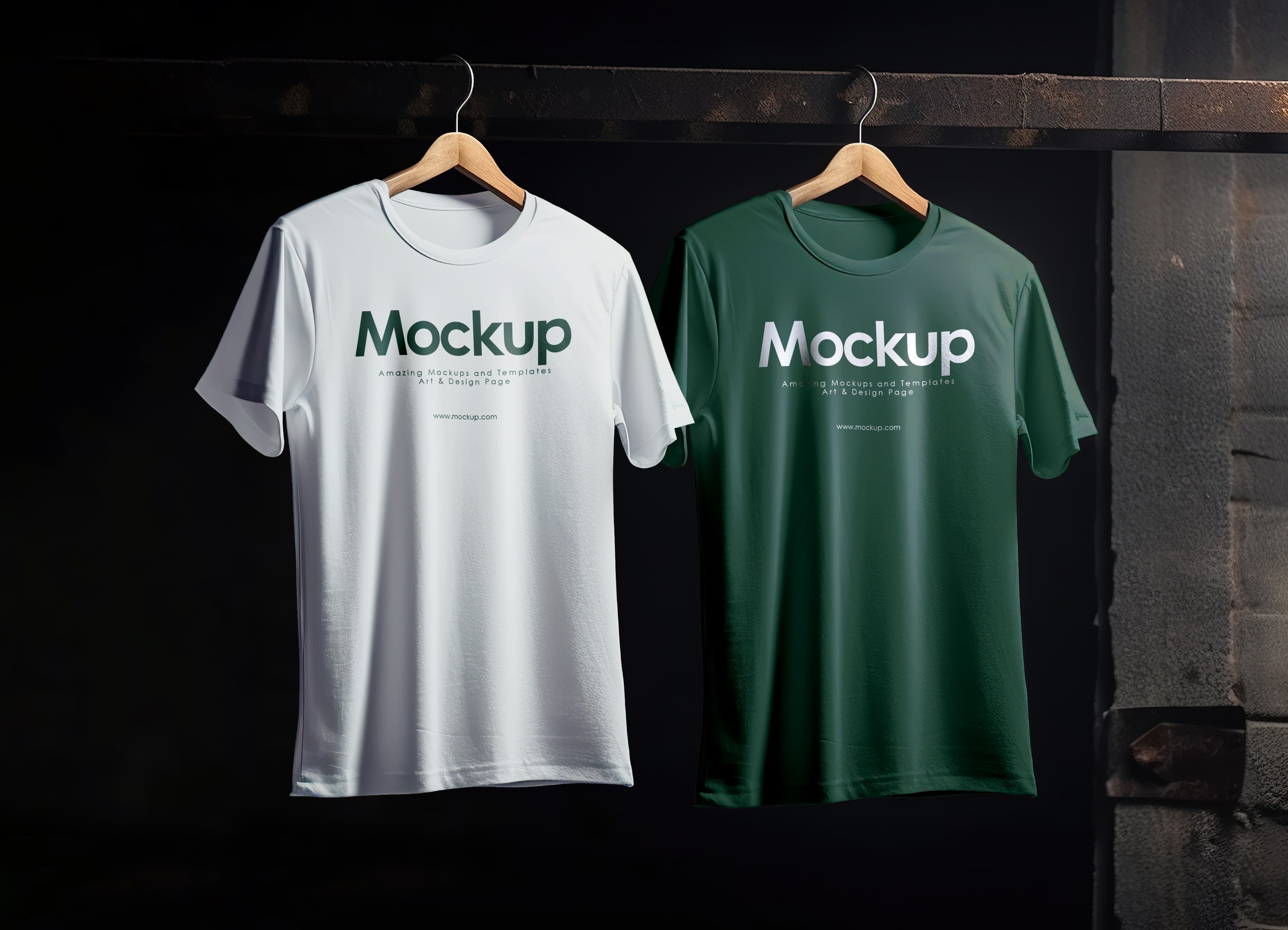 Dual Color T-Shirt Apparel Mockup Realistic High-Resolution PSD